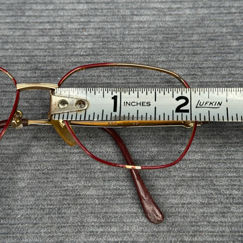 18KGP Red‎ Enamel Geometric Aviator Y2k Eyeglass Frames Clarte 803 52-14-135